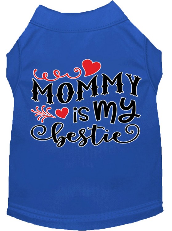 Mommy is my Bestie Screen Print Dog Shirt Blue XS